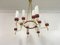 Italian Brass and White Glass Chandelier, 1950s, Image 1