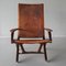 Leather & Wood Folding Chair by Angel Pazmino for Muebles de Estilo, 1960s 1