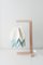 Polar White Table Lamp with Mint Blue Stripe by Orikomi 1