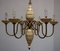 Lámpara de araña Mid-Century de porcelana y latón, años 50, Imagen 1