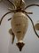 Lámpara de araña Mid-Century de porcelana y latón, años 50, Imagen 6