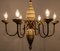 Lámpara de araña Mid-Century de porcelana y latón, años 50, Imagen 2