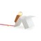 Glint 3 Table Lamp with White Base and Red Textile Cable by Mendes Macedo for Galula, Image 2