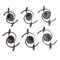 Brutalist Iron & Glass Wall Lamps, 1960s, Set of 6, Image 1