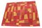 Geometrischer Wollteppich in Rot & Gelb, 1950er 1