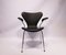 Modell 3207 Seven Stuhl aus schwarzem Leder von Arne Jacobsen für Fritz Hansen, 1980er 1