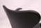 Silla modelo 3207 Seven de cuero negro de Arne Jacobsen para Fritz Hansen, años 80, Imagen 7