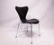 Model 3107 Seven Chairs in Black Leather by Arne Jacobsen for Fritz Hansen, 1980s, Set of 4 1