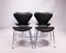 Model 3107 Seven Chairs in Black Leather by Arne Jacobsen for Fritz Hansen, 1980s, Set of 4 2