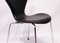 Model 3107 Seven Chairs in Black Leather by Arne Jacobsen for Fritz Hansen, 1980s, Set of 4 8