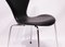 Model 3107 Seven Chairs in Black Leather by Arne Jacobsen for Fritz Hansen, 1980s, Set of 4, Image 8
