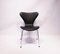 Model 3107 Seven Chairs in Black Leather by Arne Jacobsen for Fritz Hansen, 1980s, Set of 4 3