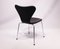 Model 3107 Seven Chairs in Black Leather by Arne Jacobsen for Fritz Hansen, 1980s, Set of 4 4