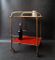 Mid-Century French Bar Cart in Brass and Red Perforated Metal, 1950s 6