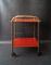 Mid-Century French Bar Cart in Brass and Red Perforated Metal, 1950s 4