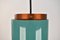 Mid-Century Copper Pendant Light with Teal Glass, 1950s 17