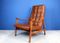 Skandinavischer Mid-Century Sessel aus Holz und Ökoleder 1