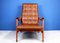 Mid-Century Scandinavian Lounge Chair in Solid Wood and Eco-Leather, Image 2