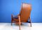 Skandinavischer Mid-Century Sessel aus Holz und Ökoleder 5