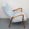 Cherrywood Lounge Chair with Light Blue Upholstery, 1950s 4