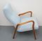 Cherrywood Lounge Chair with Light Blue Upholstery, 1950s, Image 4