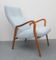 Cherrywood Lounge Chair with Light Blue Upholstery, 1950s 5