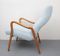 Cherrywood Lounge Chair with Light Blue Upholstery, 1950s 10