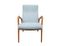 Cherrywood Lounge Chair with Light Blue Upholstery, 1950s, Image 1