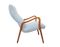 Cherrywood Lounge Chair with Light Blue Upholstery, 1950s, Image 2