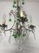 Lámpara de araña italiana vintage de cristal con gotas de cristal de Murano verde, Imagen 5