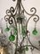 Vintage Italian Crystal Chandelier with Green Murano Glass Drops 10