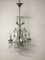 Vintage Italian Crystal Chandelier with Green Murano Glass Drops 1