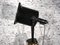 Vintage Black Industrial Spotlight on Wooden Tripod 6