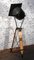 Vintage Black Industrial Spotlight on Wooden Tripod 2