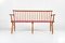 3-Seater Teak & Skai Bench, 1960s, Image 1