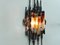 Large brutalist glass & iron sconce wall lamp, 1960's 2