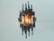Large brutalist glass & iron sconce wall lamp, 1960's 3