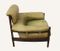 Oak Lounge Chair with Green Leather Upholstery, 1970s 2