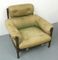 Oak Lounge Chair with Green Leather Upholstery, 1970s 12
