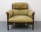Oak Lounge Chair with Green Leather Upholstery, 1970s 3