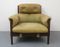 Oak Lounge Chair with Green Leather Upholstery, 1970s, Image 3