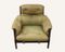 Oak Lounge Chair with Green Leather Upholstery, 1970s, Image 1