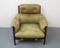 Oak Lounge Chair with Green Leather Upholstery, 1970s 4