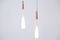 Danish Teak & Opaline Glass Pendant Lamps, 1950s, Set of 2 3