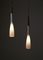 Danish Teak & Opaline Glass Pendant Lamps, 1950s, Set of 2 7