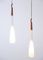 Danish Teak & Opaline Glass Pendant Lamps, 1950s, Set of 2 6