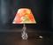 French Table Lamp with Glass Stand and Floral Shade, 1950s, Image 2