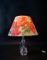 French Table Lamp with Glass Stand and Floral Shade, 1950s, Image 5