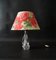 French Table Lamp with Glass Stand and Floral Shade, 1950s 1