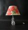 French Table Lamp with Glass Stand and Floral Shade, 1950s, Image 1
